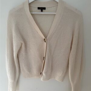 Quince Women's Ivory Button-Up Cropped Cardigan